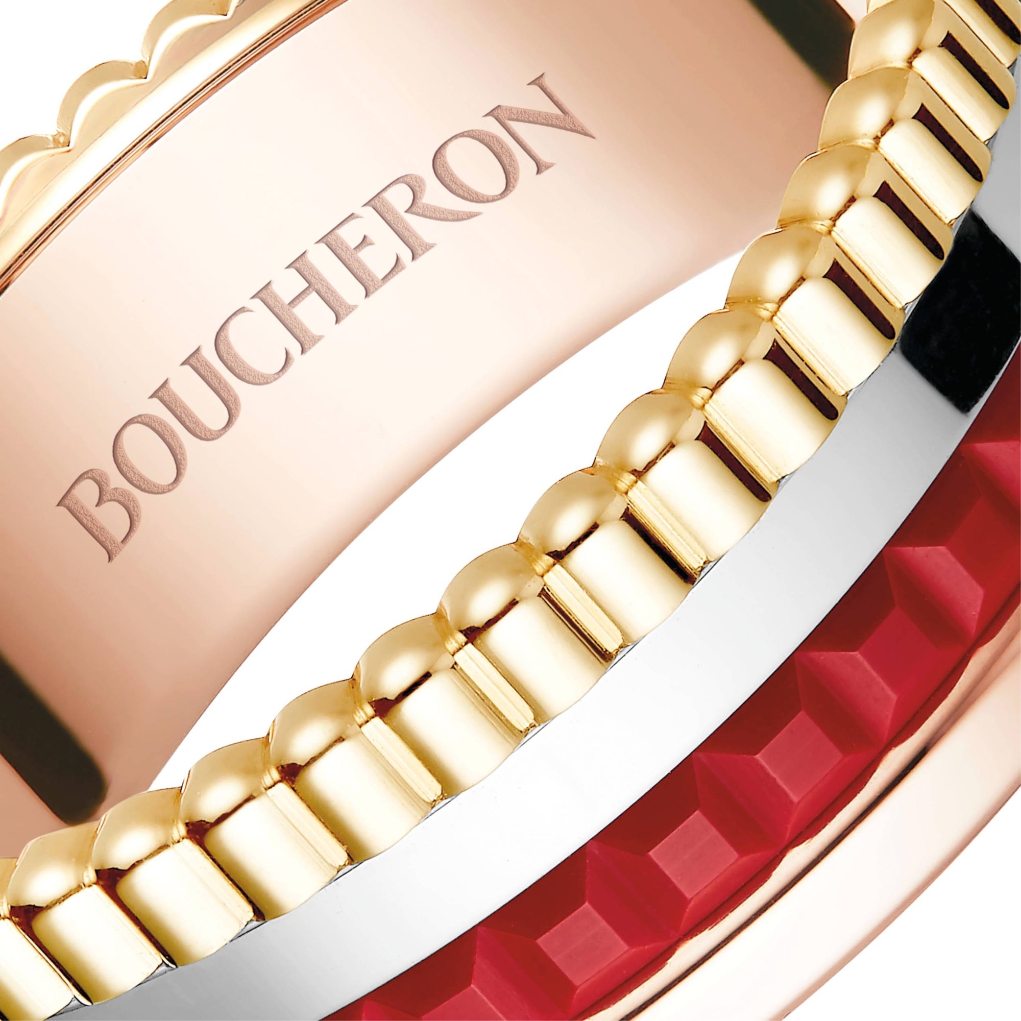 Quatre Red Edition S 3 gold Ring - White & Yellow & Pink