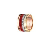 Quatre Red Edition L 3 gold red hyceram & diamonds Ring - White & Yellow & Pink