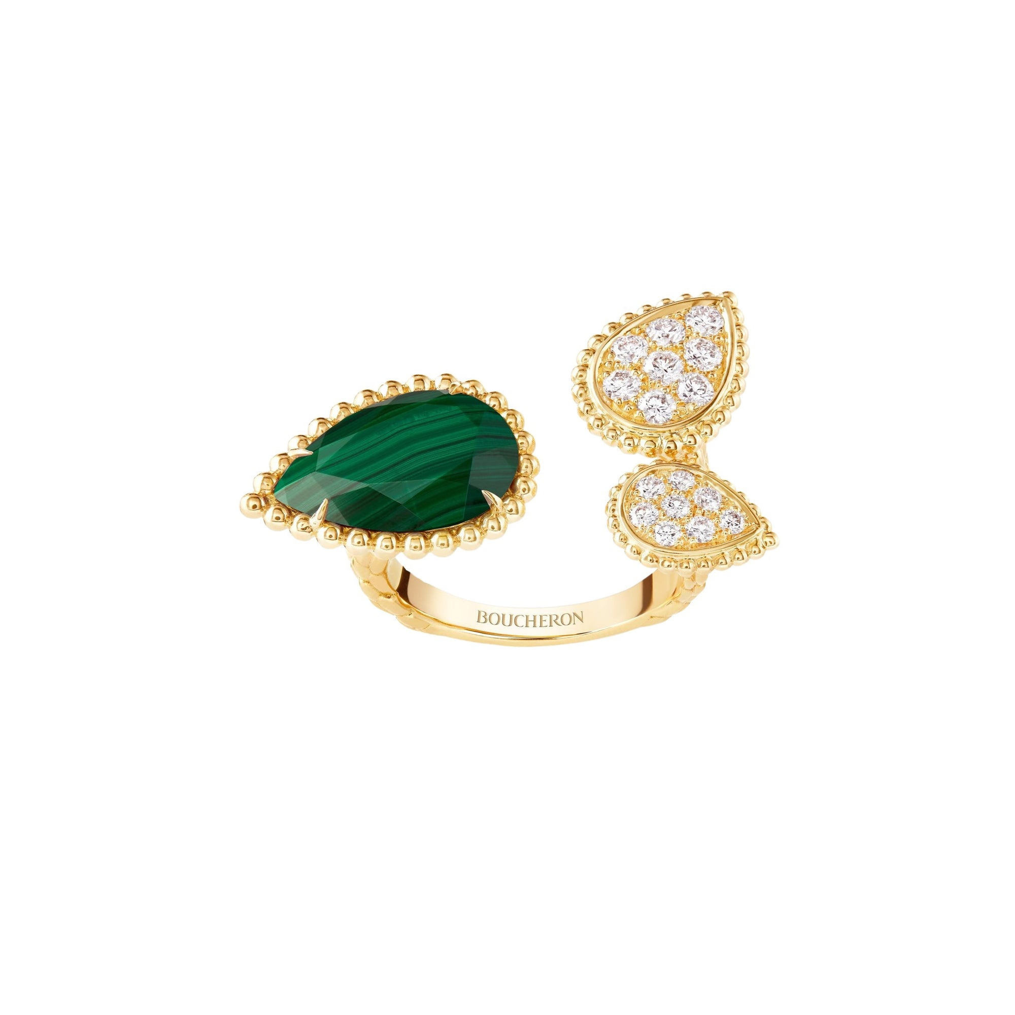 Serpent Boheme Multi-Motifs yellow gold malachite & diamonds Ring - Yellow