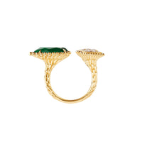 Serpent Boheme Multi-Motifs yellow gold malachite & diamonds Ring - Yellow