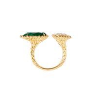 Serpent Bohème Multi-Motifs yellow gold malachite & diamonds Ring - Yellow