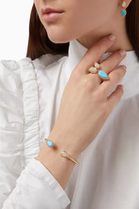 Serpent Bohème Multi-Motifs yellow gold turquoise & diamonds Ring - Yellow