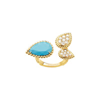 Serpent Bohème Multi-Motifs yellow gold turquoise & diamonds Ring - Yellow