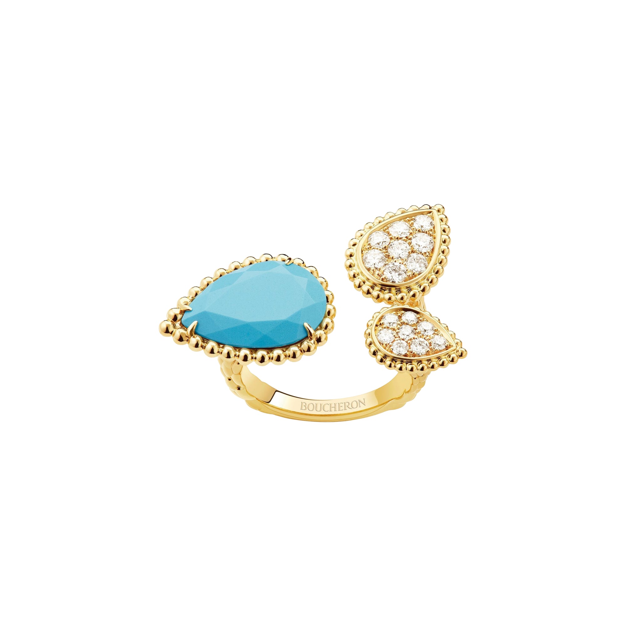 Serpent Bohème Multi-Motifs yellow gold turquoise & diamonds Ring - Yellow