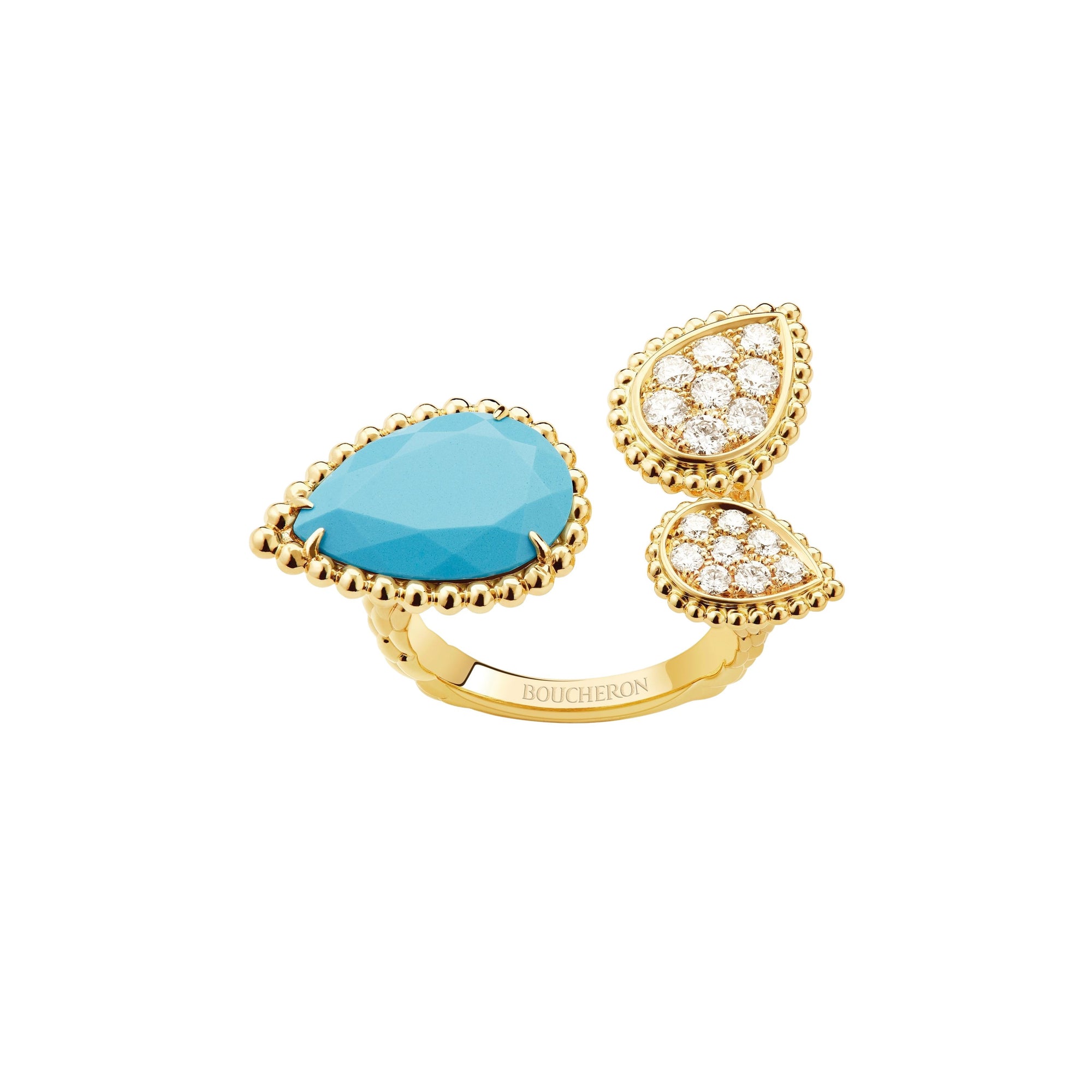 Serpent Boheme Multi-Motifs yellow gold turquoise & diamonds Ring - Yellow