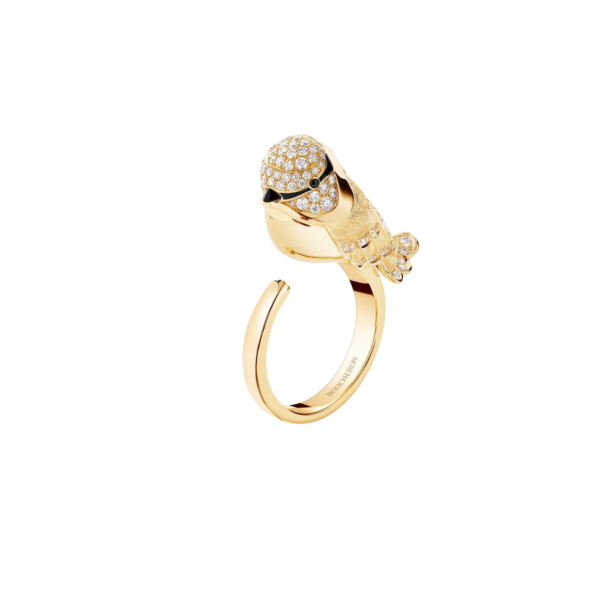 Meisa The Chickadee yellow gold diamonds onyx & black sapphires Ring - Yellow & Black
