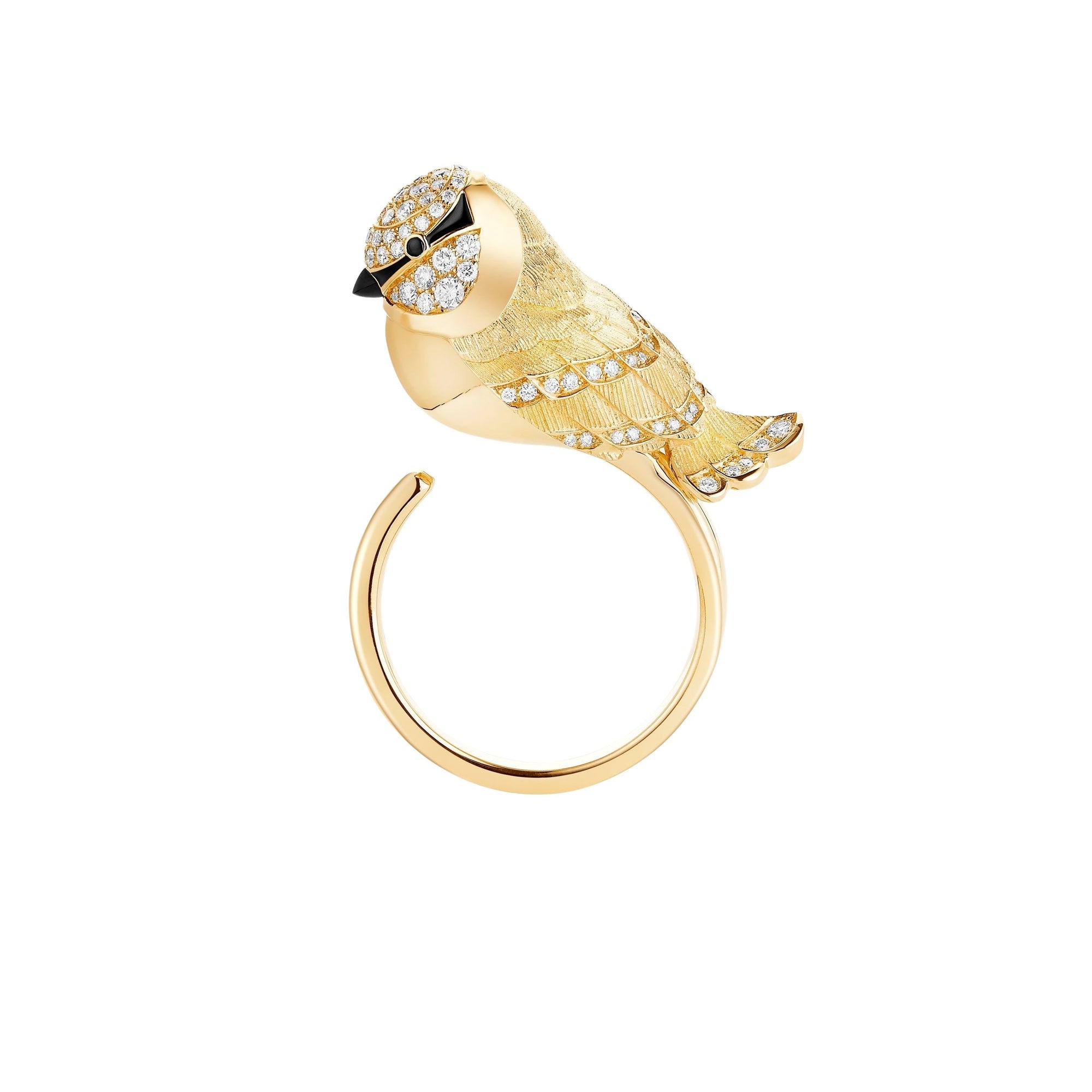 Meisa The Chickadee yellow gold diamonds onyx & black sapphires Ring - Yellow & Black