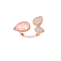 Serpent Bohème Multi-Motifs pink gold & pink quartz & diamonds Ring - Pink