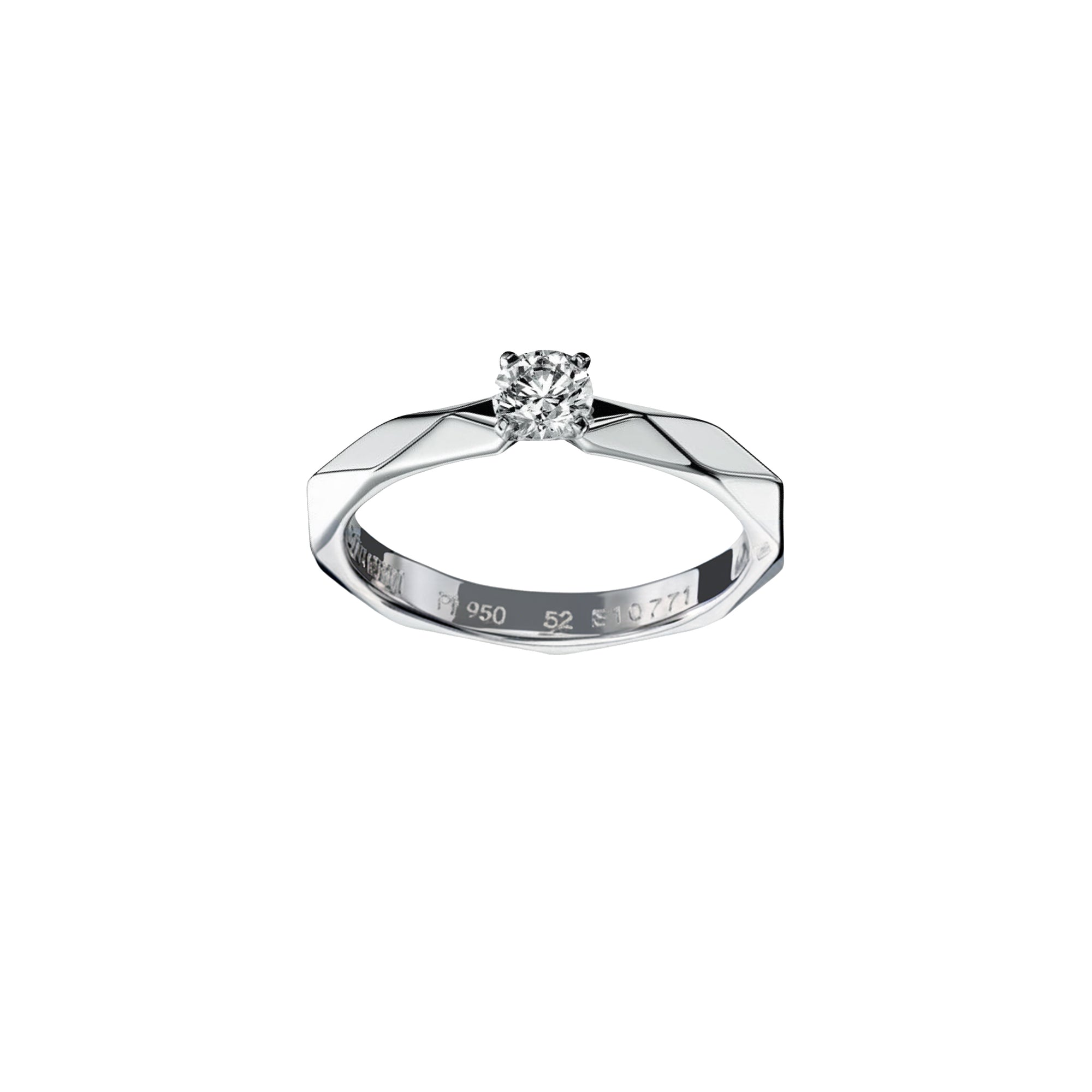 Facette platinum & round diamond 0,50 carat Solitaire - White