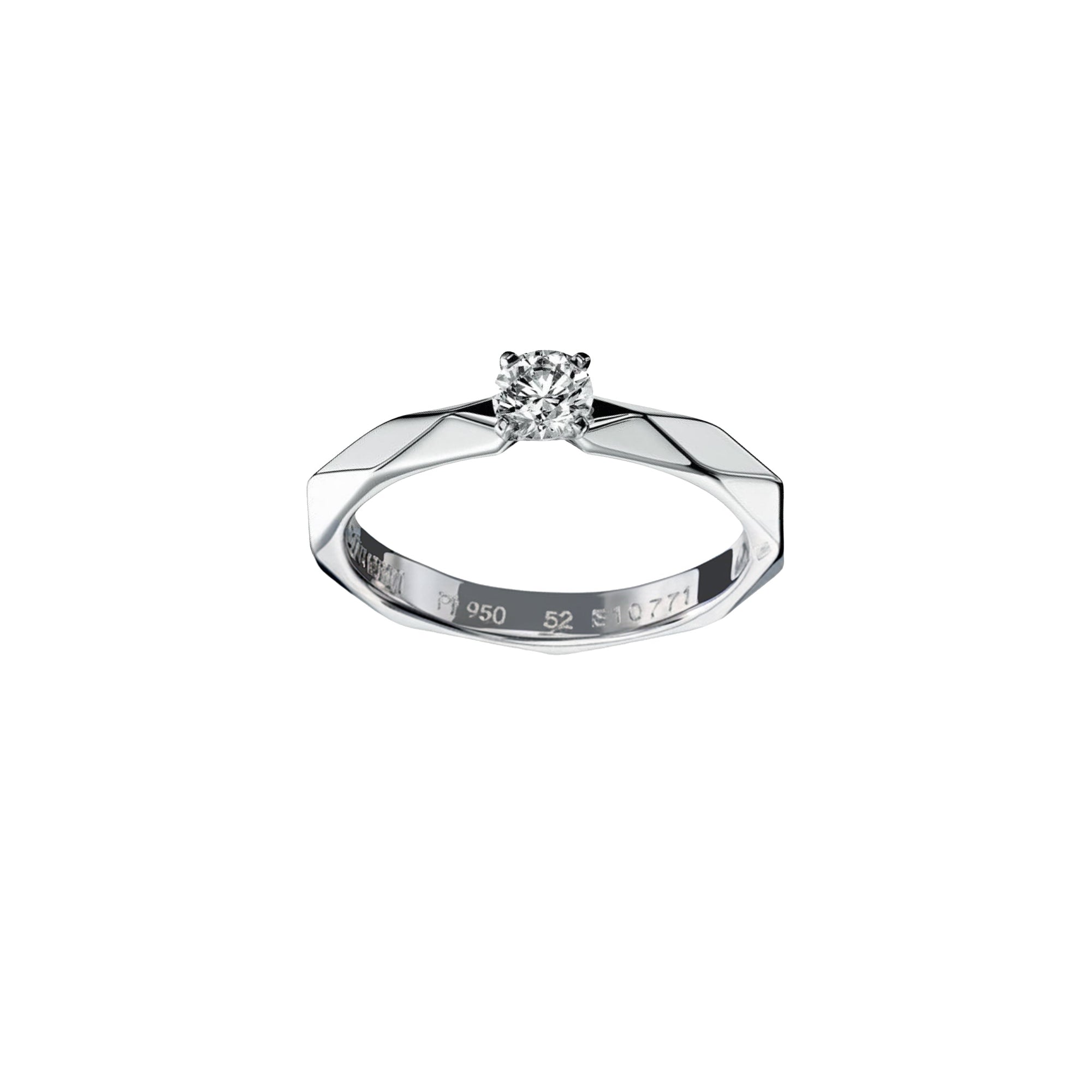 Facette platinum & round diamond 0.45 carat Solitaire - White