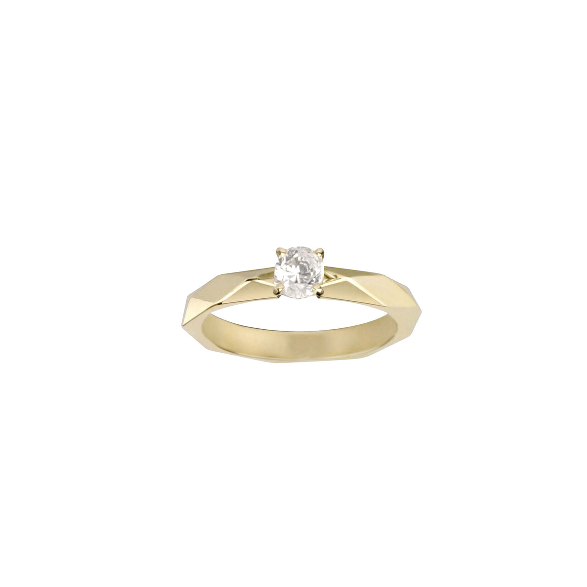 Facette yellow gold & round diamond 0.35 carat Solitaire - Yellow