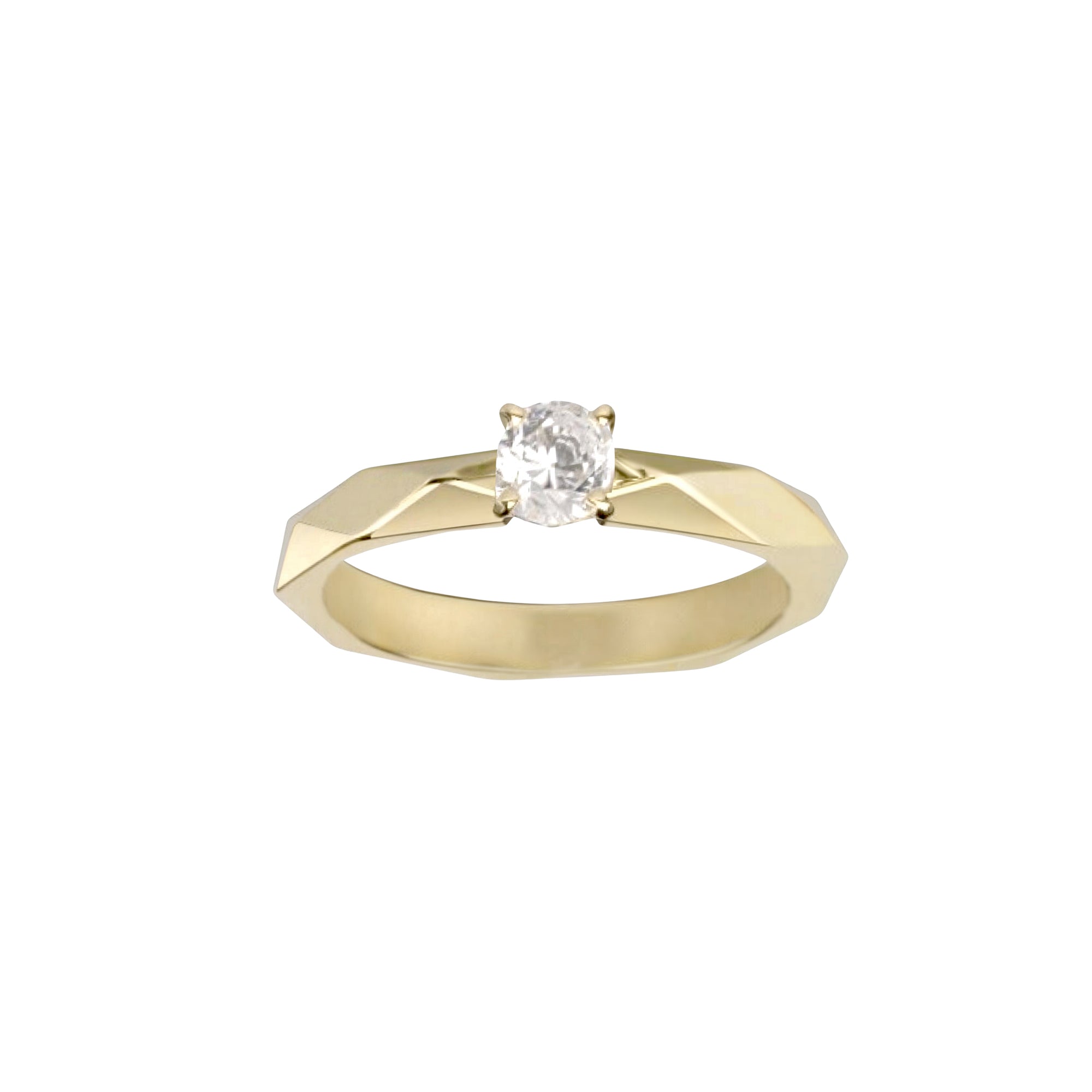 Facette yellow gold & round diamond 0.35 carat Solitaire - Yellow