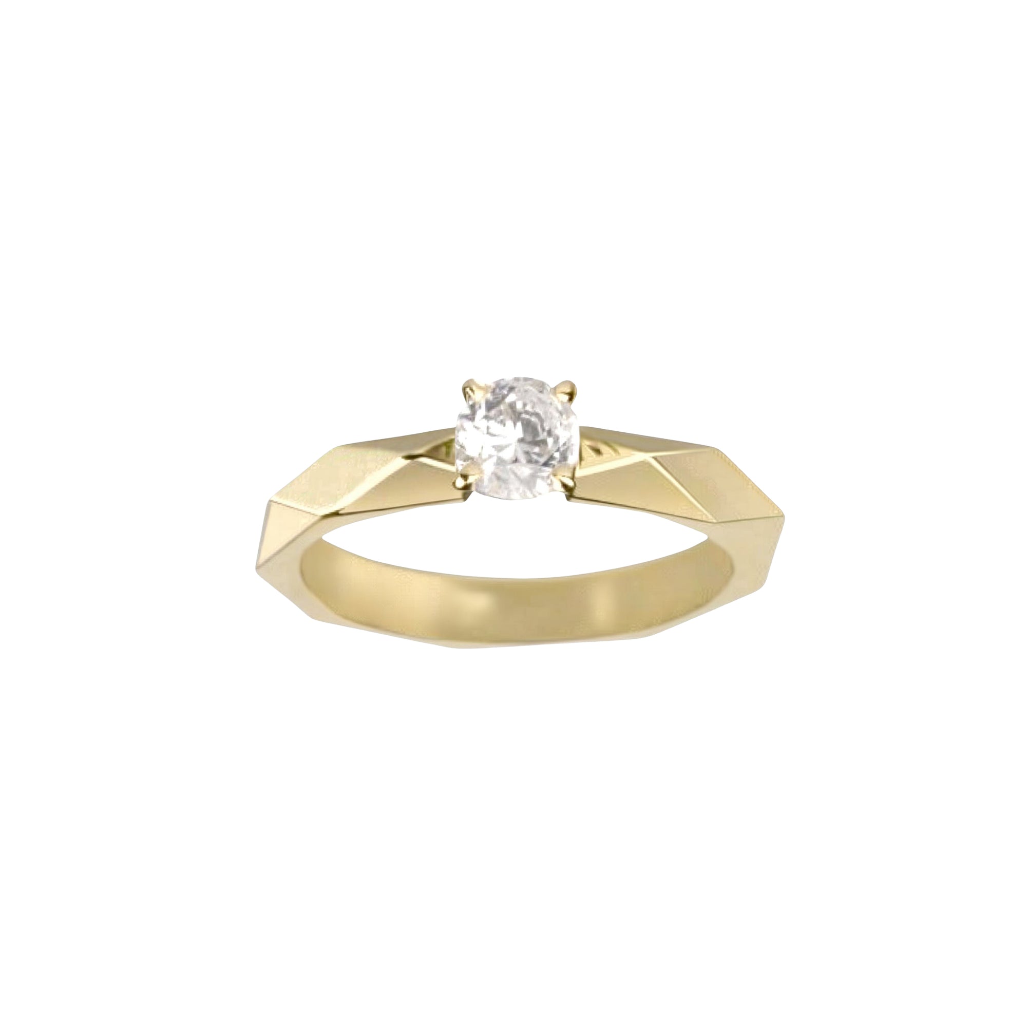 Facette yellow gold & round diamond 0.45 carat Solitaire - Yellow
