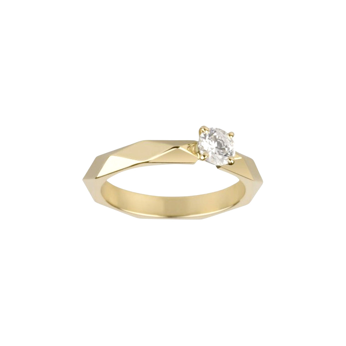 Facette yellow gold & round diamond 0.45 carat Solitaire - Yellow