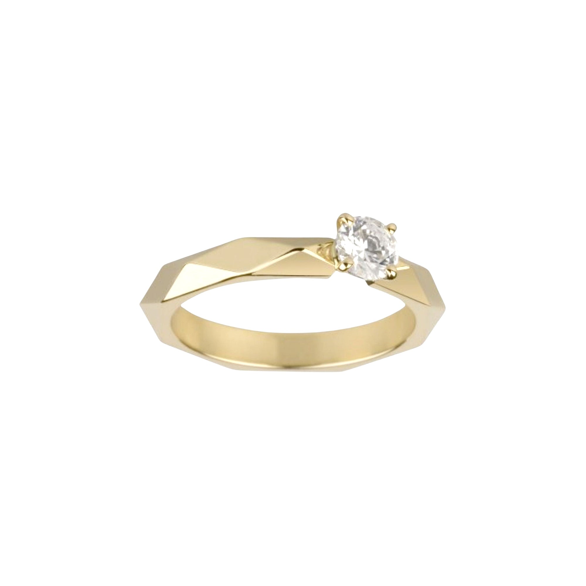 Facette yellow gold & round diamond 0.45 carat Solitaire - Yellow