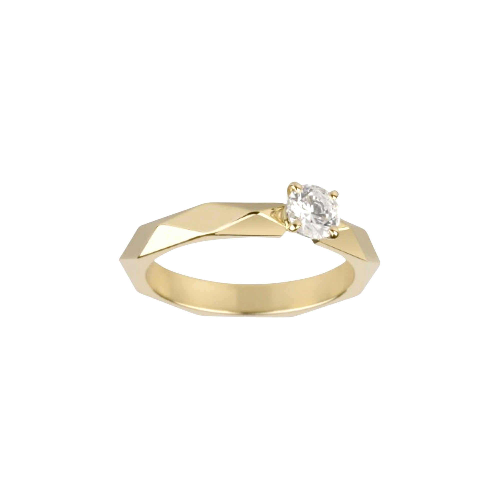 Facette yellow gold & round diamond 0,45 carat Solitaire - Yellow