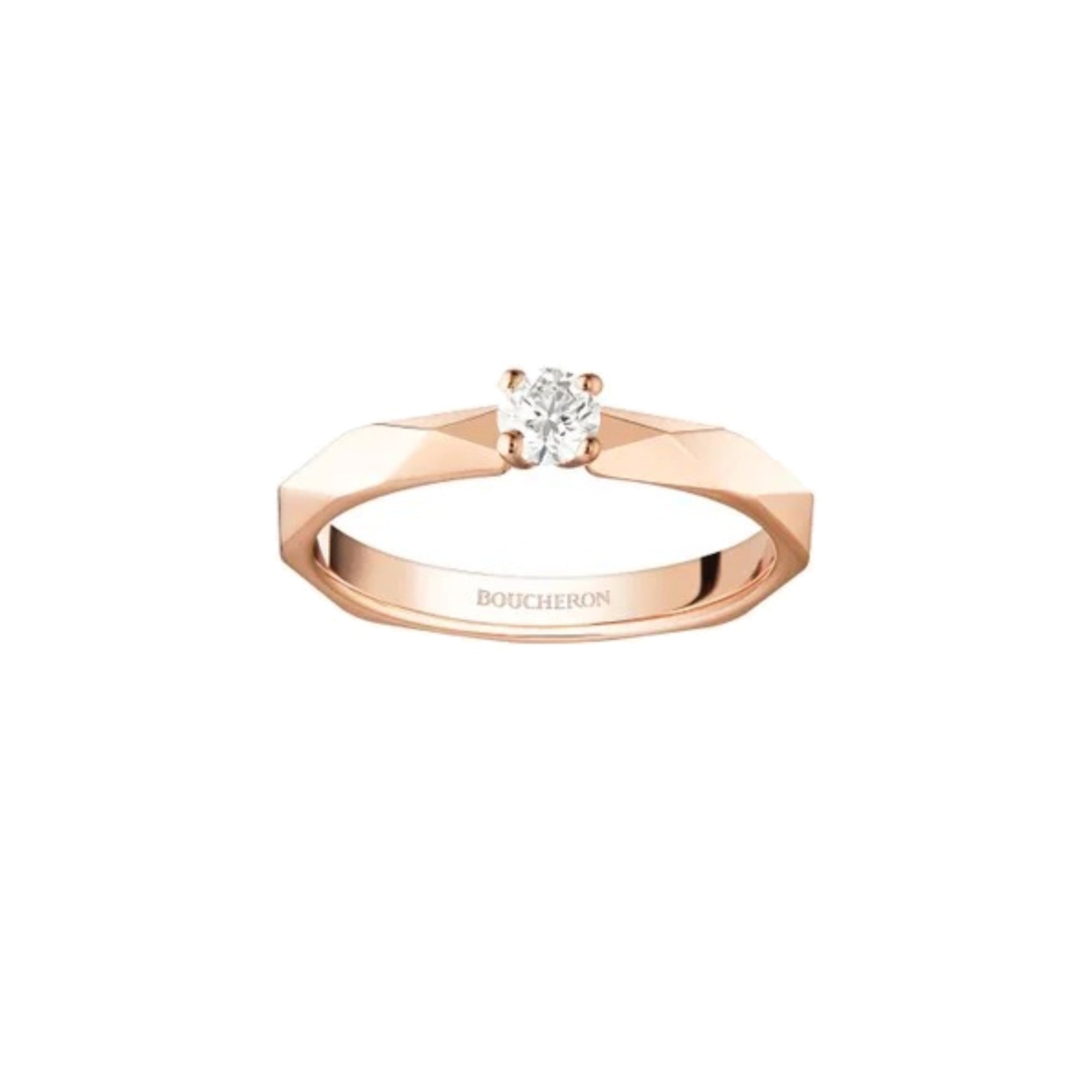Facette pink gold & round diamond E 0,30 carat Solitaire - Pink