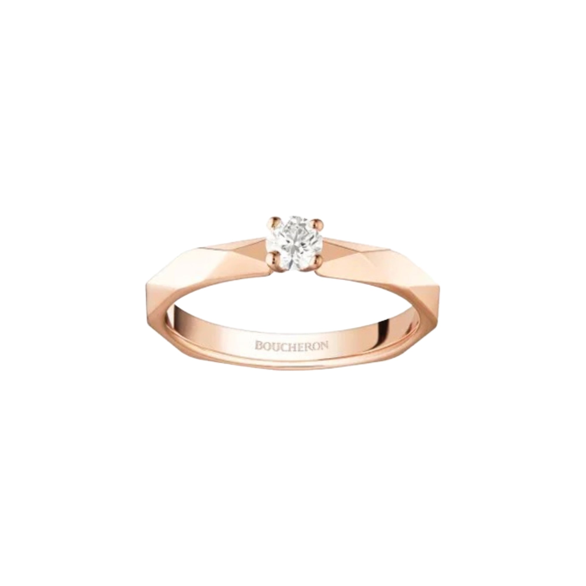 Facette pink gold & round diamond F 0.30 carat Solitaire - Pink