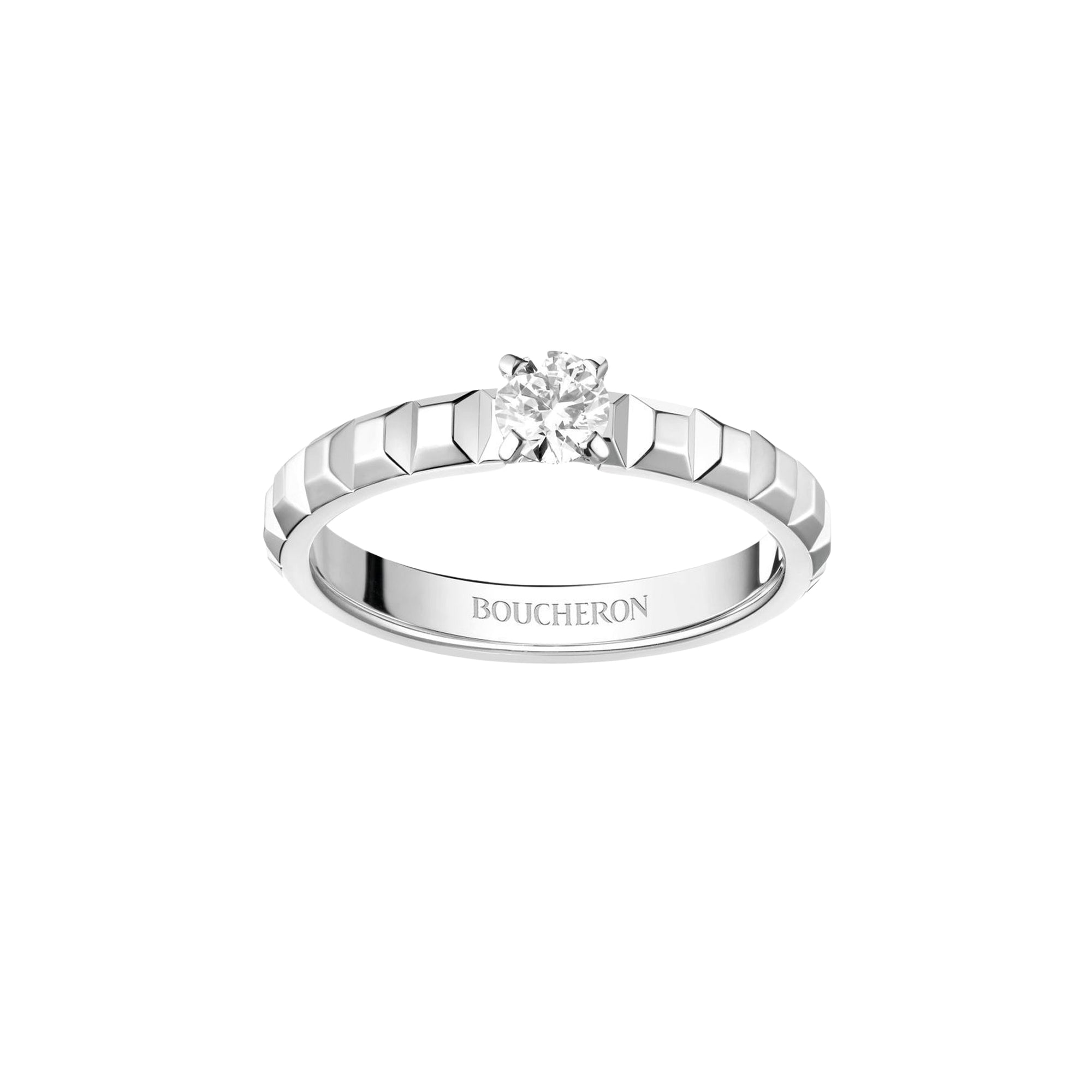 Clou de Paris platinum & round diamond 0.32 carat Solitaire - White