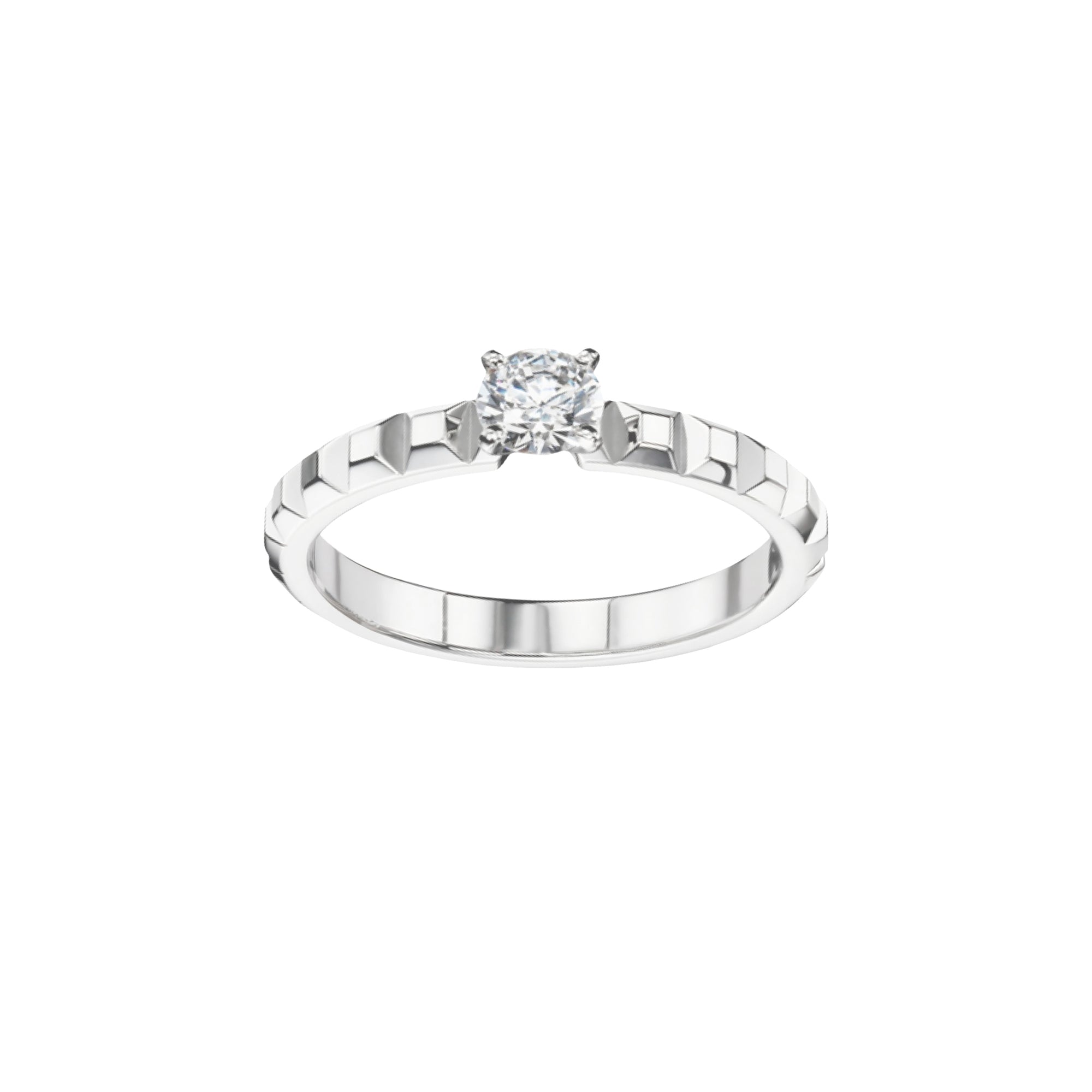 Clou de Paris platinum & round diamond 0,40 carat Solitaire - White