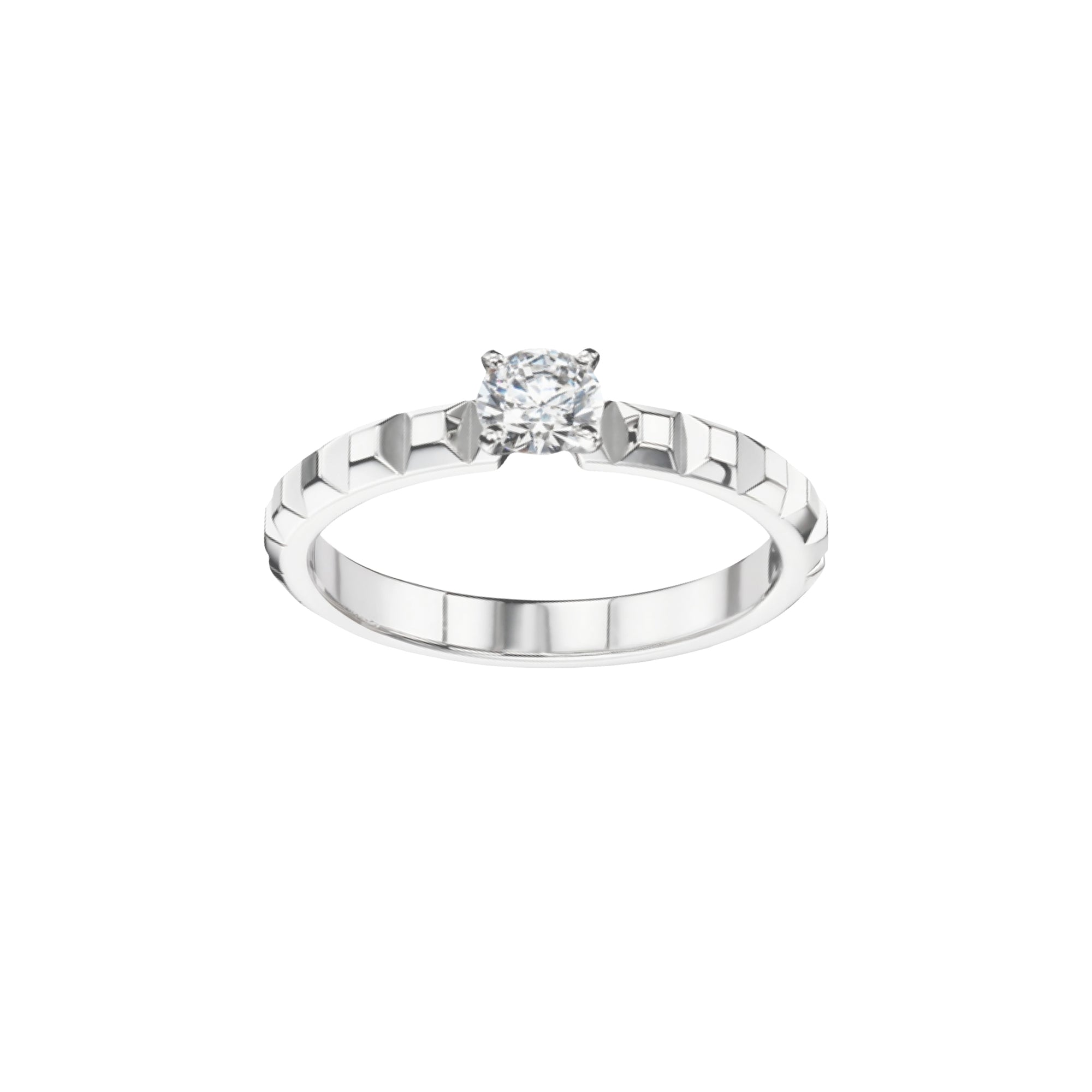 Clou de Paris platinum & round diamond 0,50 carat Solitaire - White