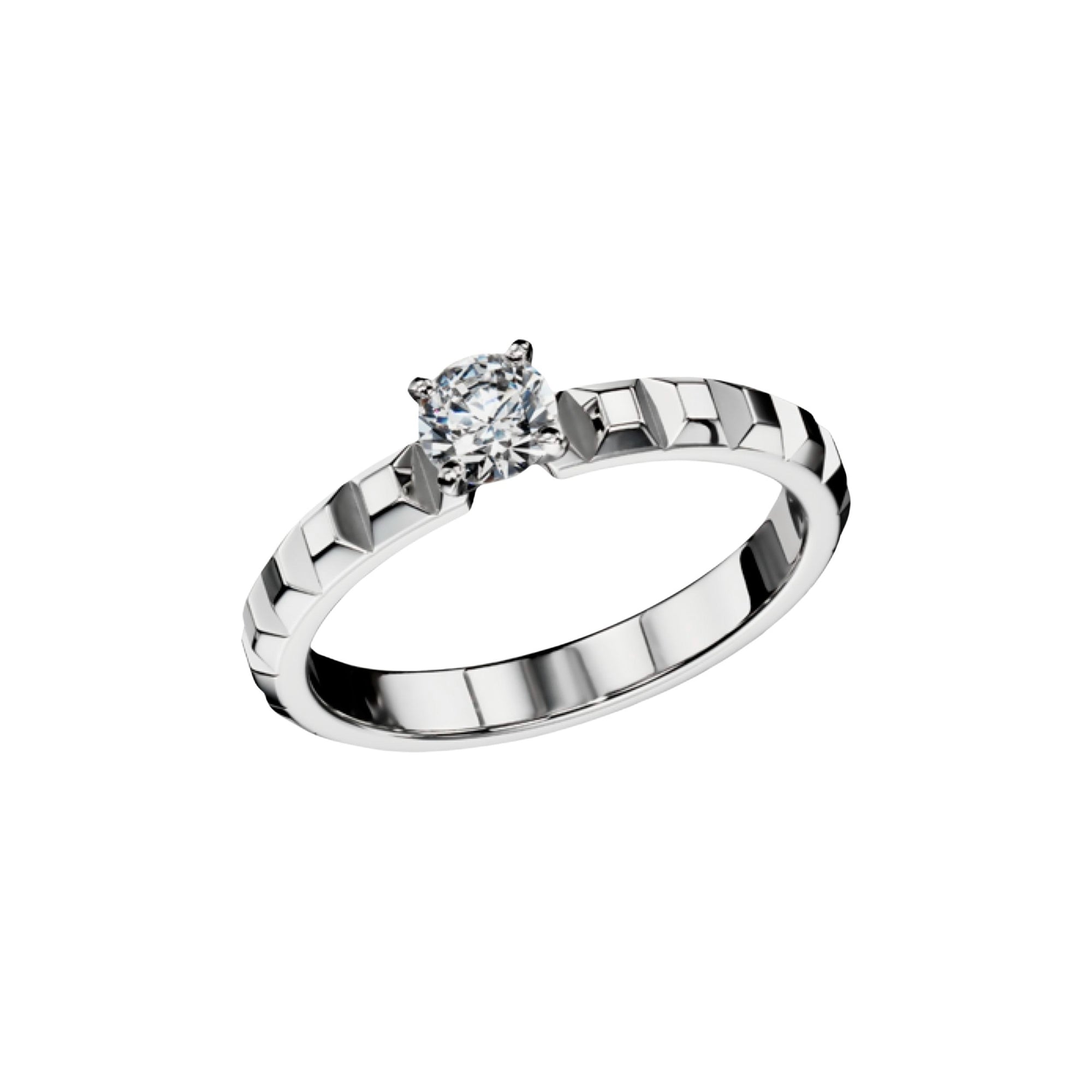 Clou de Paris platinum & round diamond 0,50 carat Solitaire - White