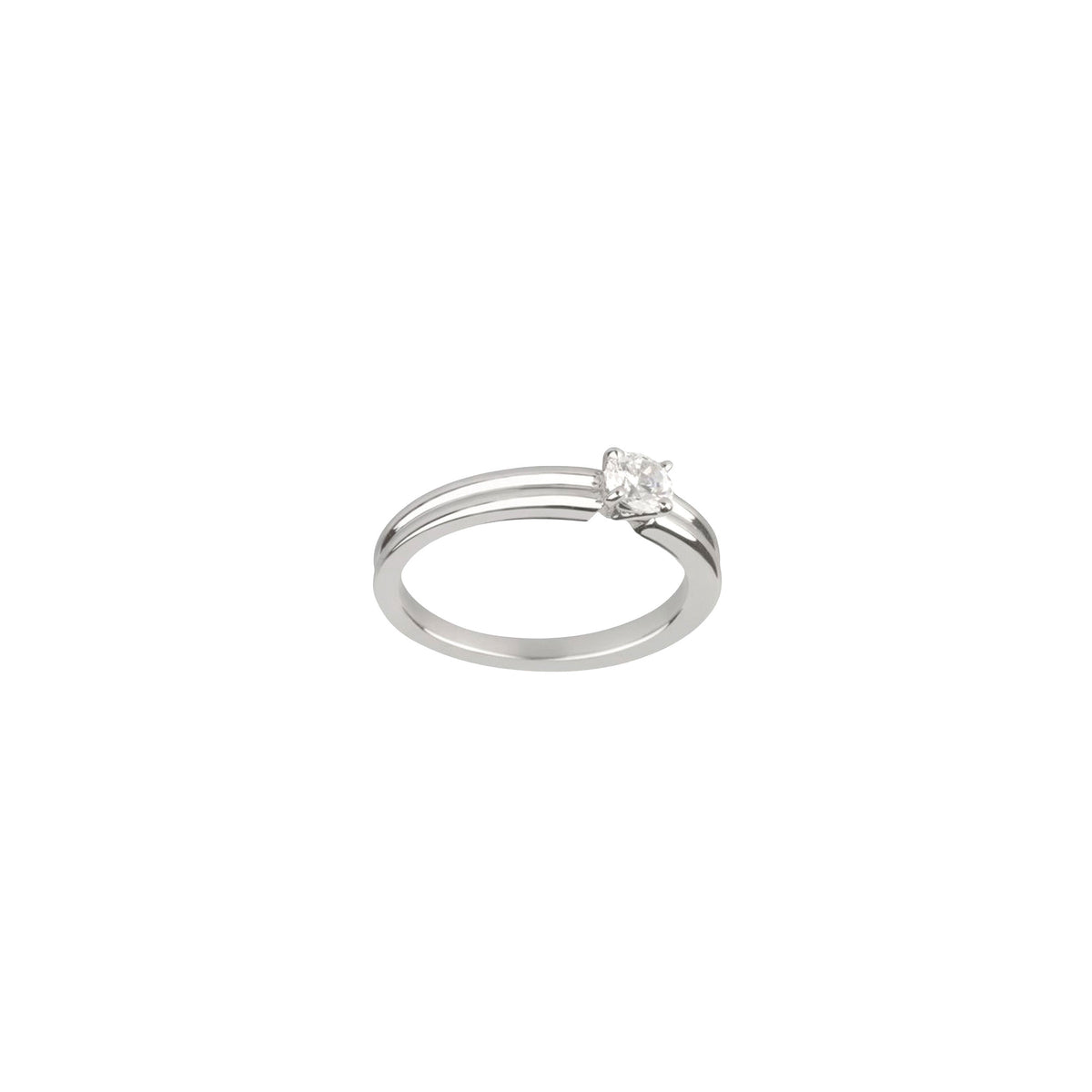 Godron platinum & round diamond 0.32 carat Solitaire - White