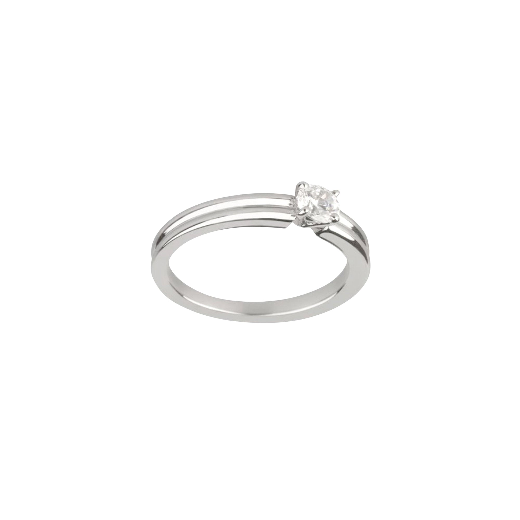 Godron platinum & round diamond 0.32 carat Solitaire - White