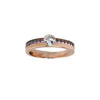 Quatre Classique yellow and pink gold & diamond 0.30 carat Solitaire - Pink