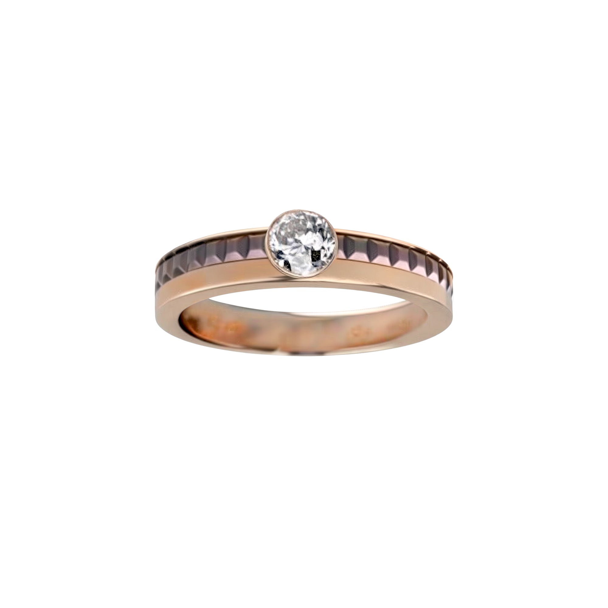 Quatre Classique yellow and pink gold & diamond 0.30 carat Solitaire - Pink