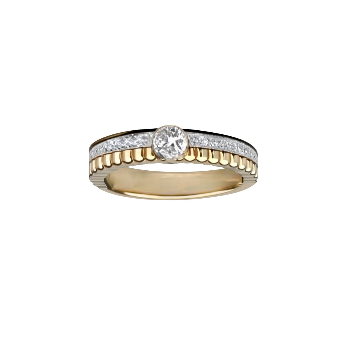 Quatre Radiant Edition yellow and white gold & round diamond 0.20 carat Solitaire - Yellow & White