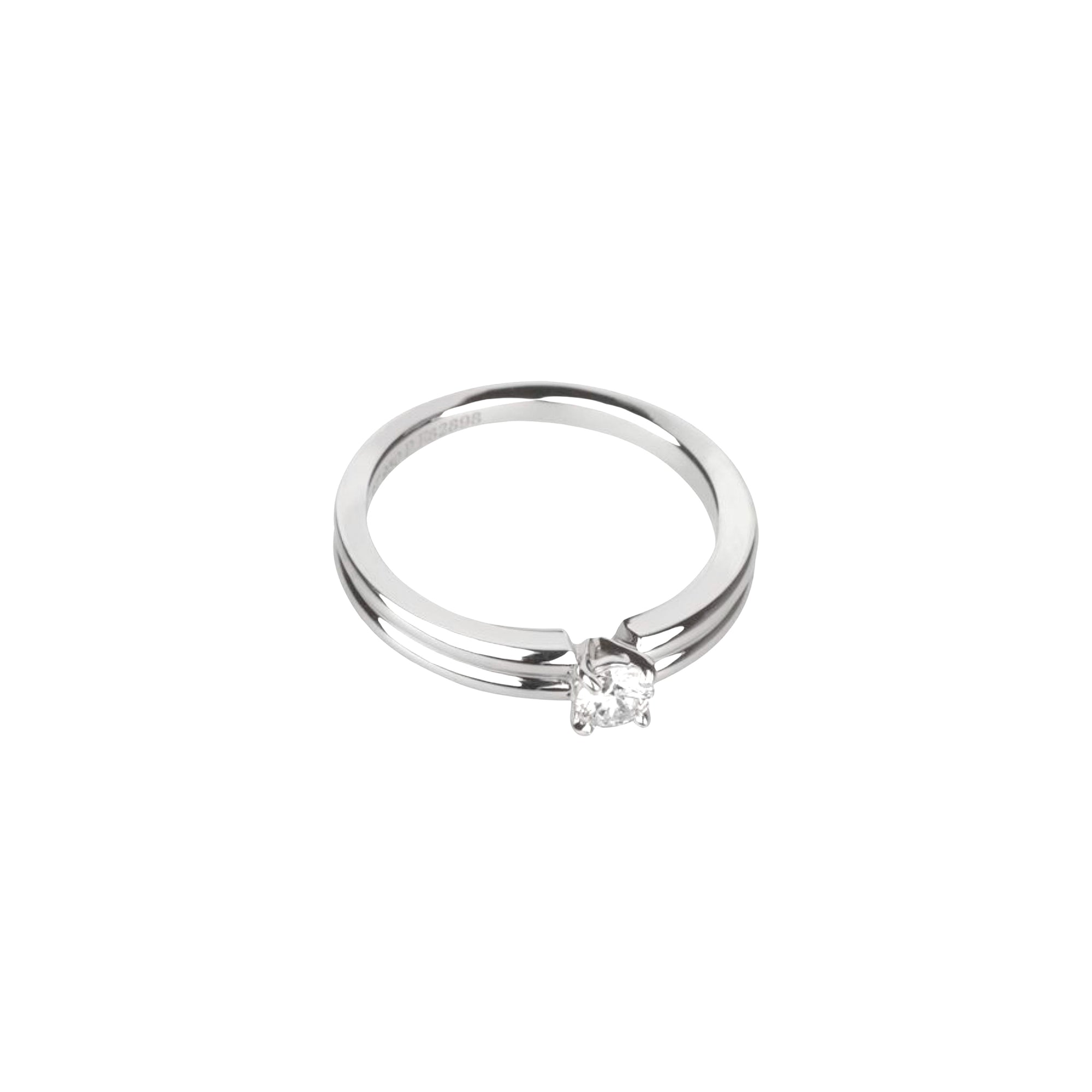 Godron platinum & round diamond 0,20 carat Solitaire - White