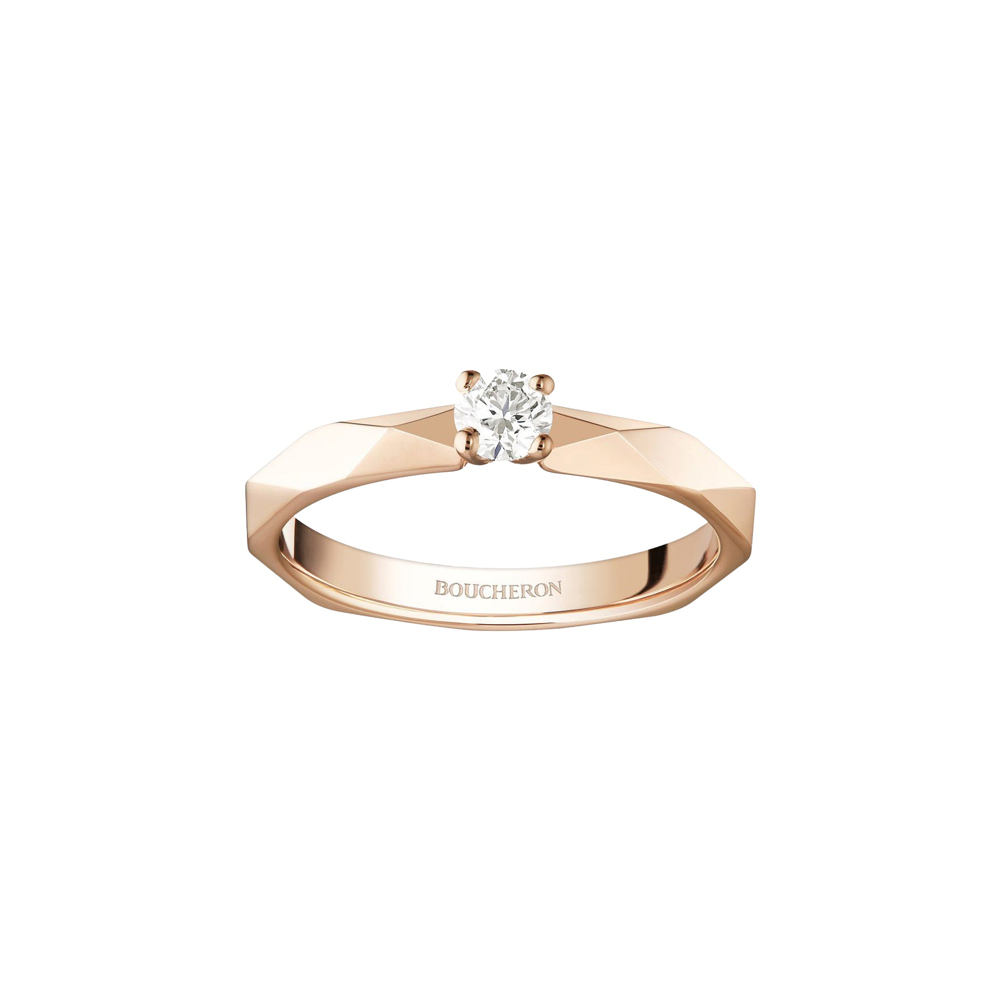 Facette pink gold & round diamond 0.2 carat Solitaire - Pink