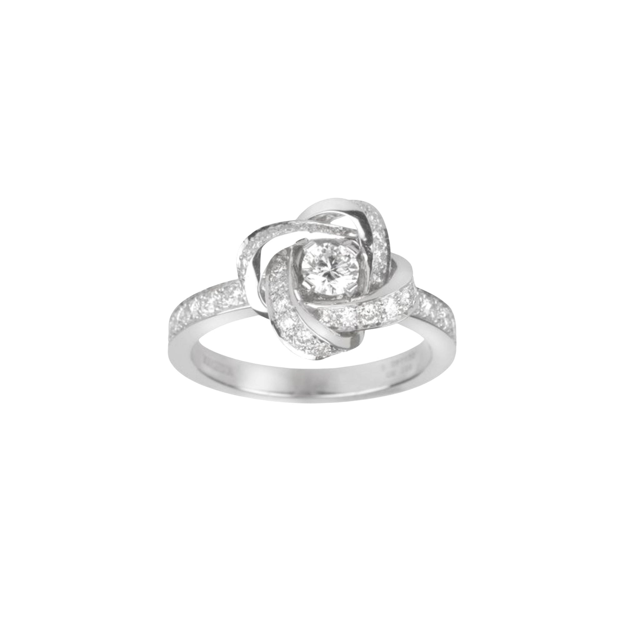 Pivoine white gold & round diamond 0,20 carat Solitaire - White