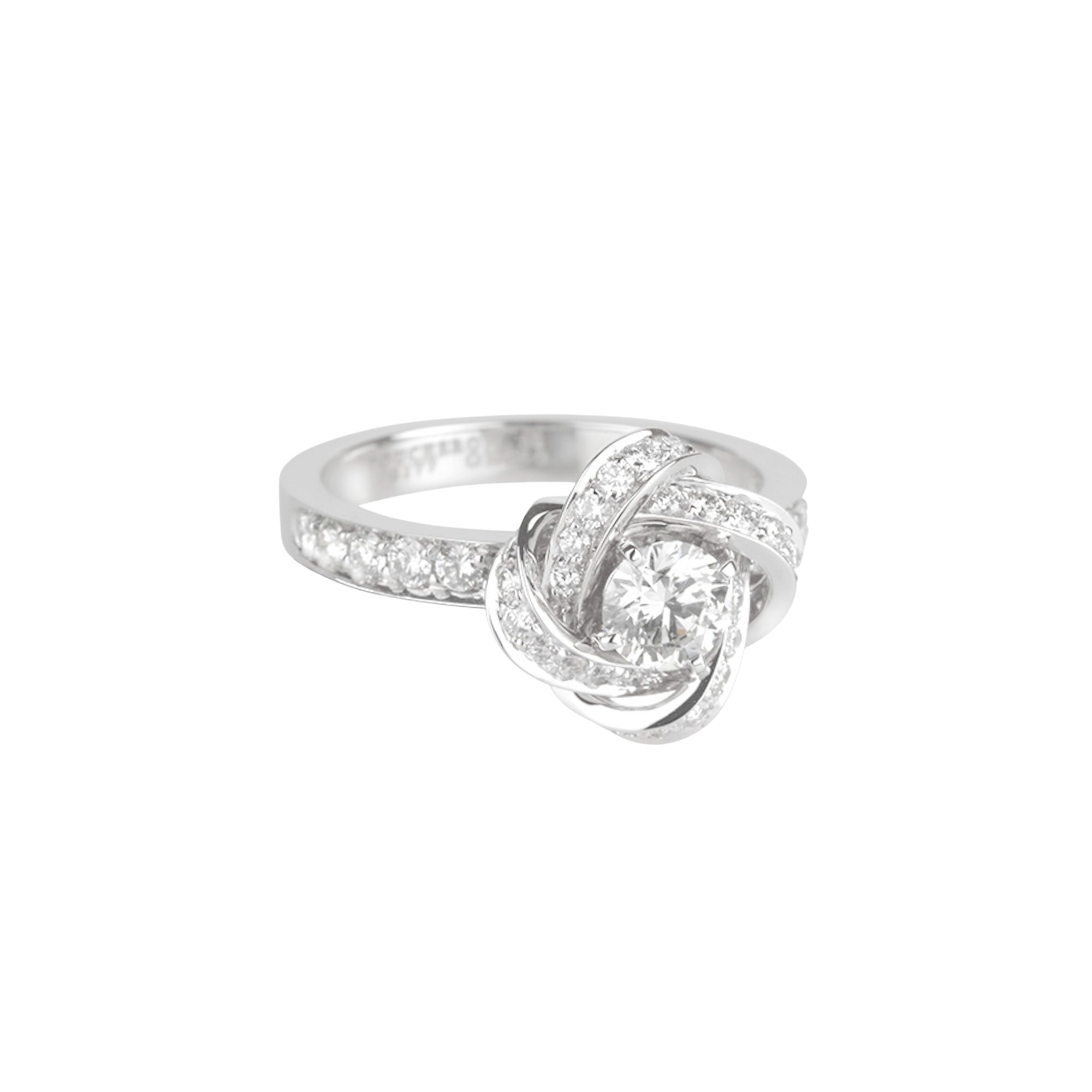 Pivoine white gold & round diamond 0,41 carat Solitaire - White