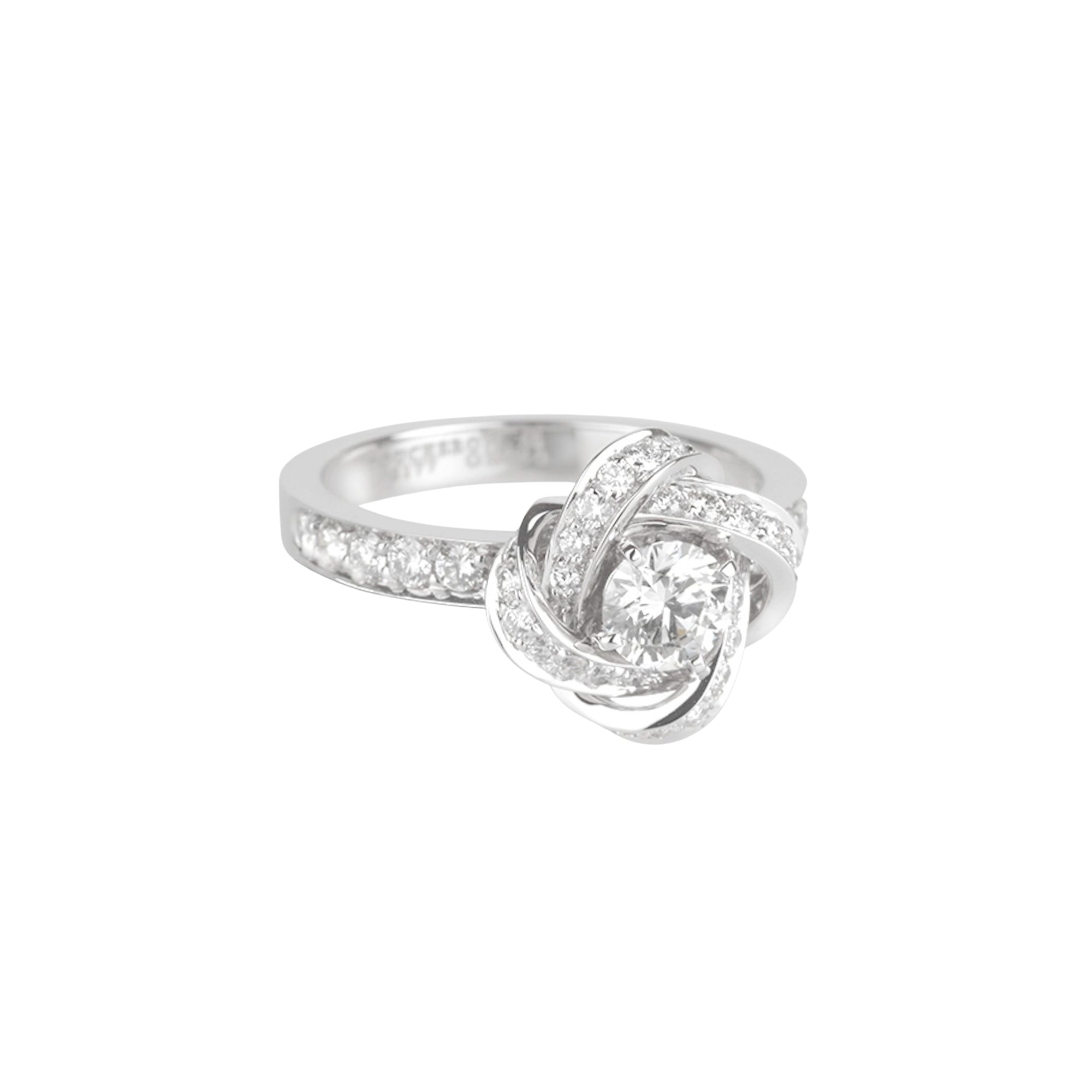 Pivoine white gold & round diamond 0.41 carat Solitaire - White
