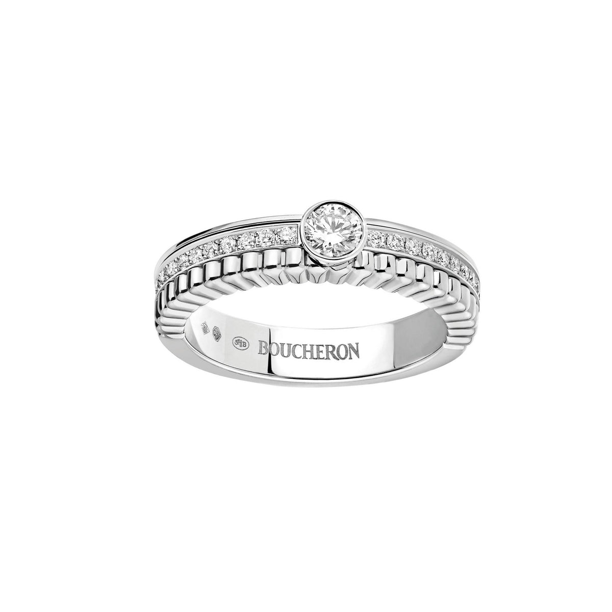 Quatre radiant edition white gold & round diamond 0.20 carat Solitaire - White gold
