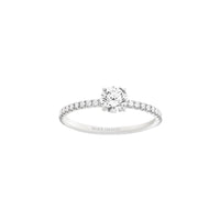 Mini Beloved platinum & round diamond 0,50 carat paved diamonds Solitaire - White