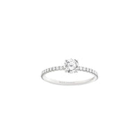Mini Beloved platinum & round diamond 0.50 carat paved diamonds Solitaire - White