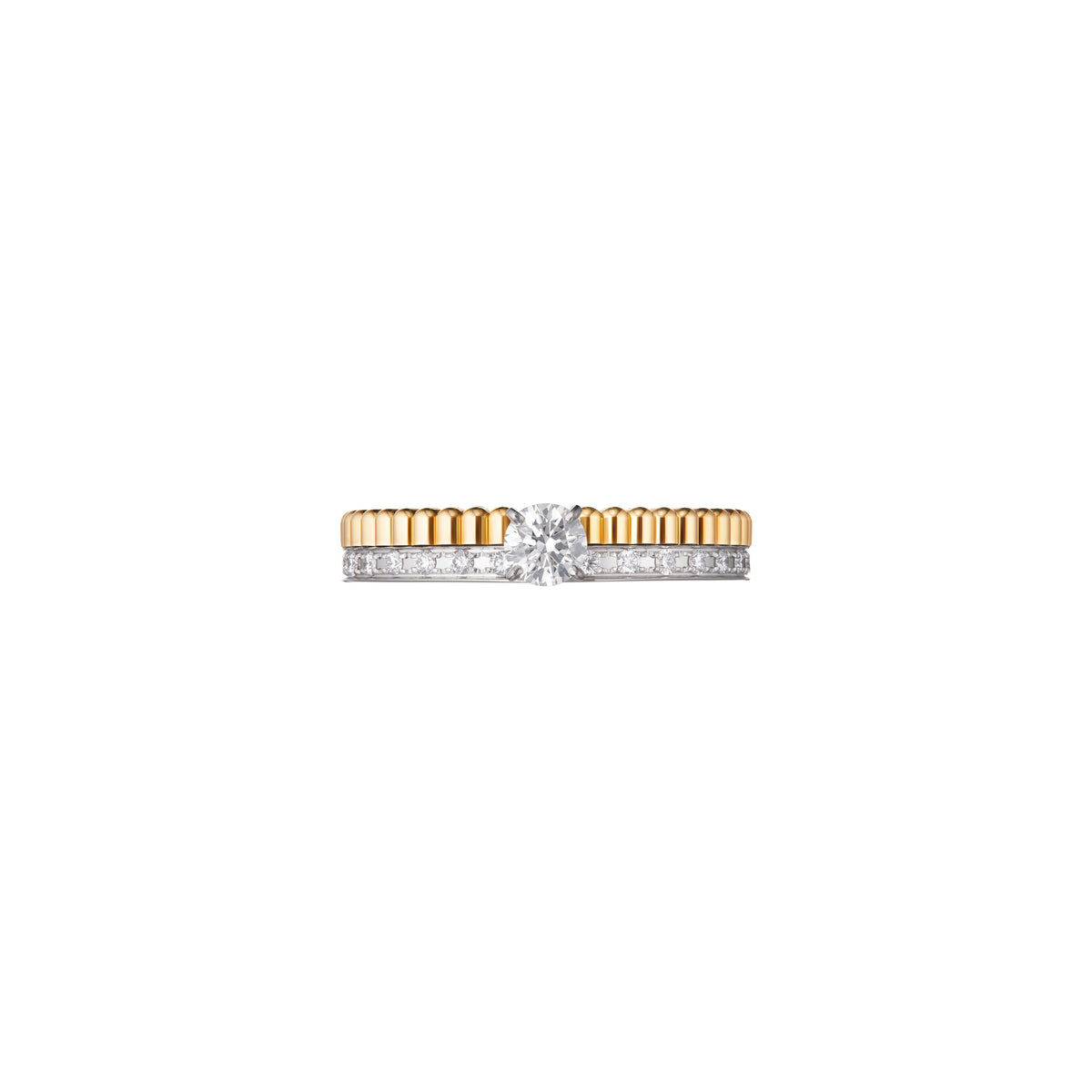 Quatre radiant edition white and yellow gold & round diamond 0.30 carat Solitaire - White & Yellow gold