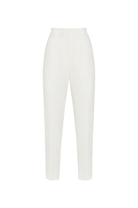 Leaf Crepe Cigarette light ivory Trouser - Light Ivory