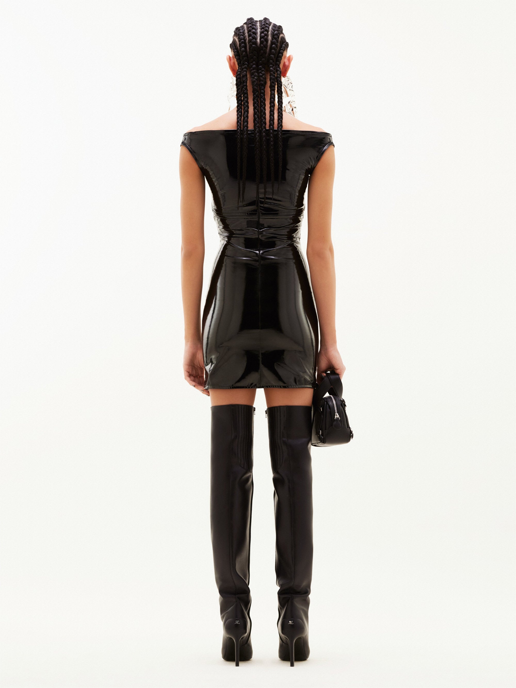 Patent diamond cut-out Dress - Black