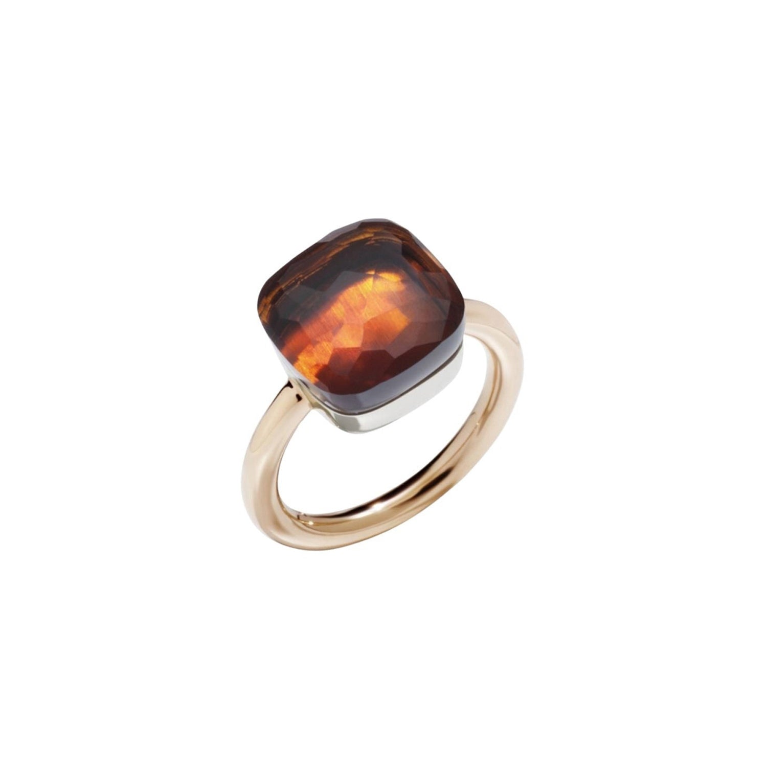 Nudo maxi Citrine Quartz & Rose gold Ring - Rose & white gold
