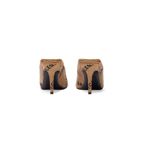 Sqr.Knf. 80mm gold & black Mules - Gold & Black
