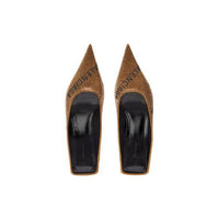 Sqr.Knf. 80mm gold & black Mules - Gold & Black