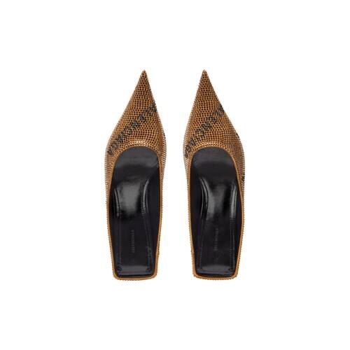 Sqr.Knf. 80mm gold & black Mules - Gold & Black