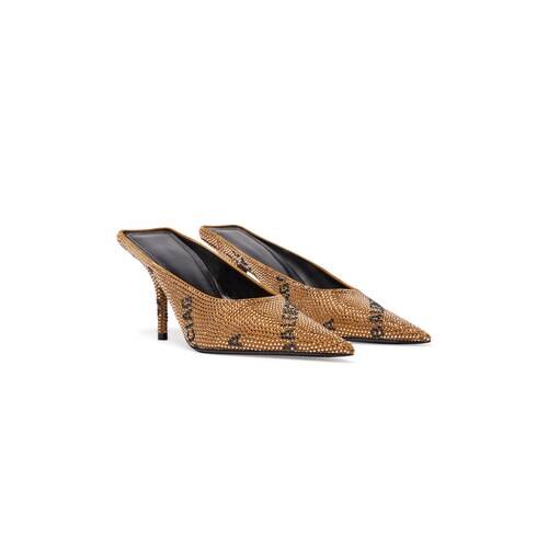 Sqr.Knf. 80mm gold & black Mules - Gold & Black