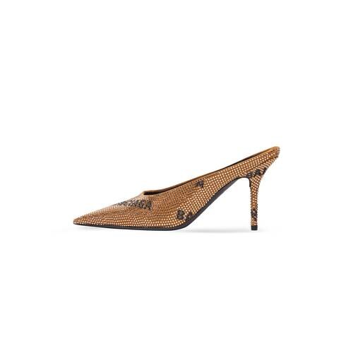 Sqr.Knf. 80mm gold & black Mules - Gold & Black