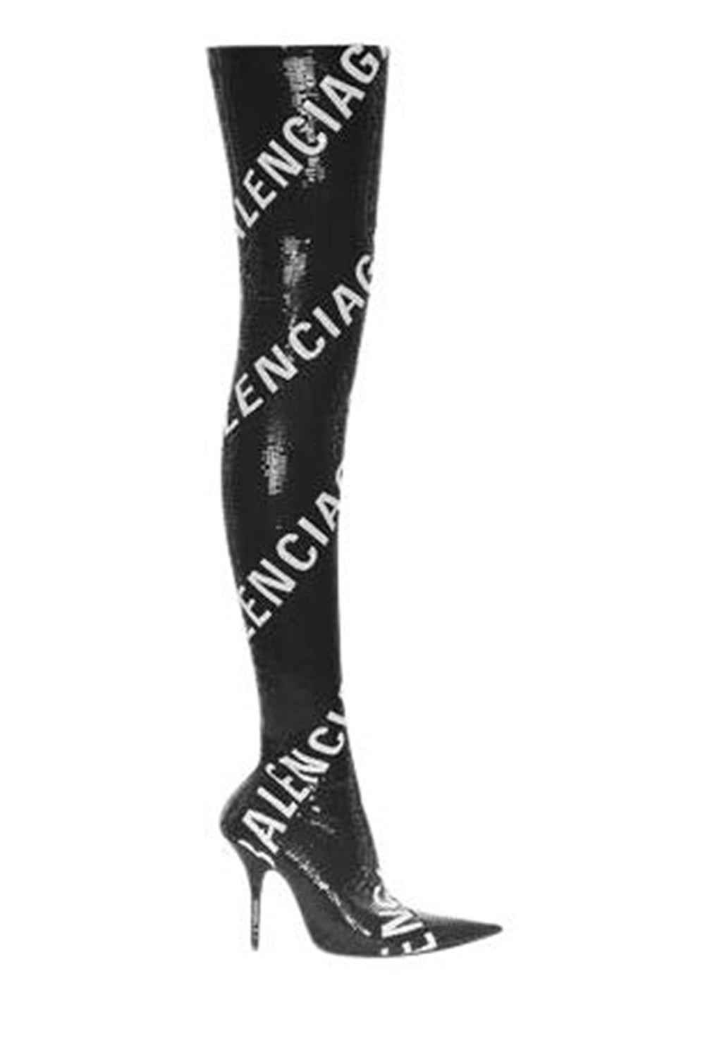 Knife Allover Logo black & white 110mm Over-the-knee-boots - Black & White