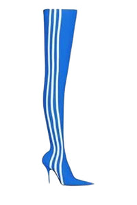 Balenciaga x Adidas Knife azure & white 110mm Over-the-knee-boots - Azure & White